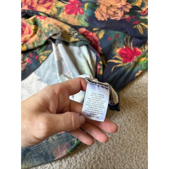 JOHNNY WAS Janie Bamboo Knit Floral Print V Neck 3/4 Sleeve Relaxed Top - Picture 11 of 11